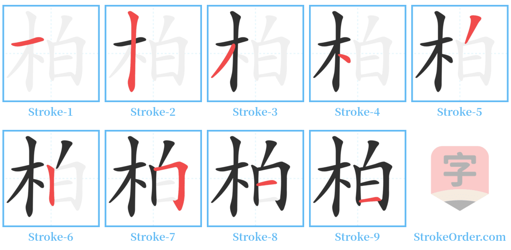 柏 Stroke Order Diagrams