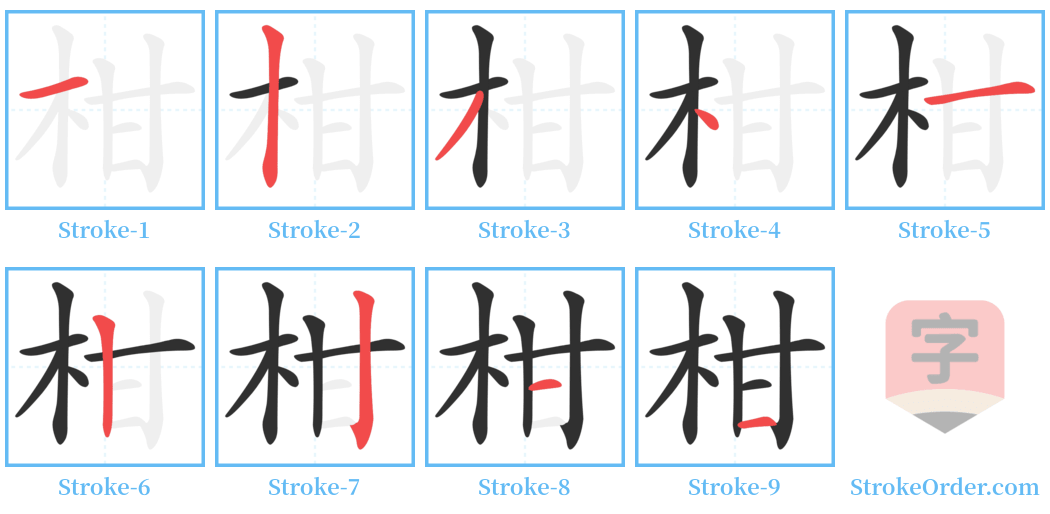 柑 Stroke Order Diagrams