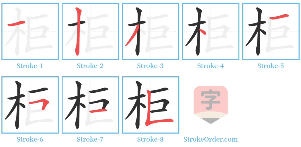 柜 Stroke Order Diagrams