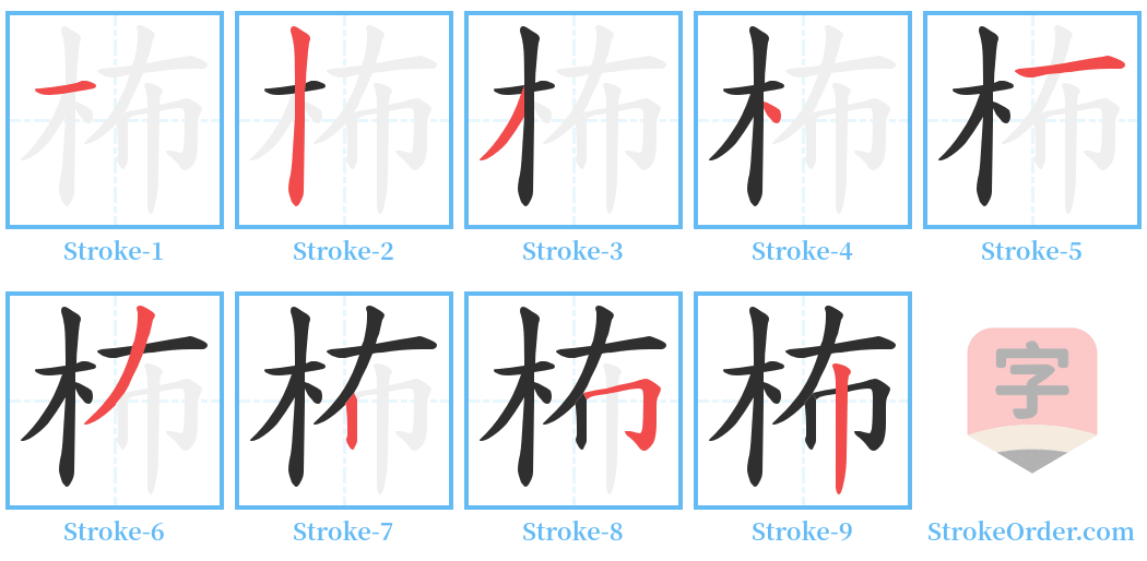 柨 Stroke Order Diagrams