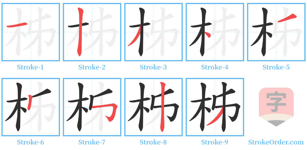 柹 Stroke Order Diagrams