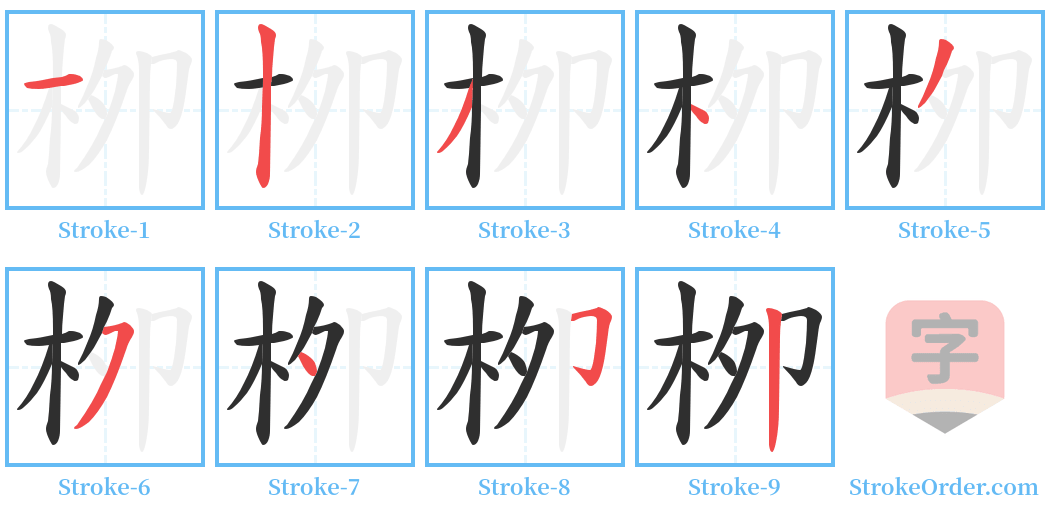 栁 Stroke Order Diagrams