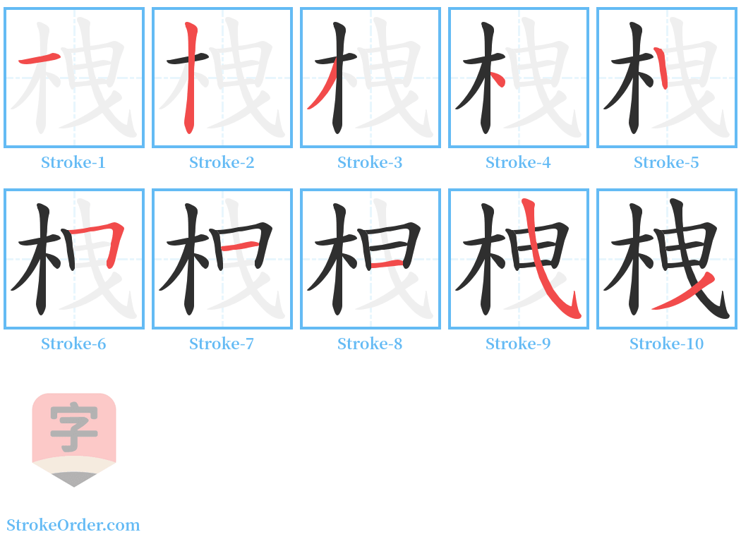 栧 Stroke Order Diagrams