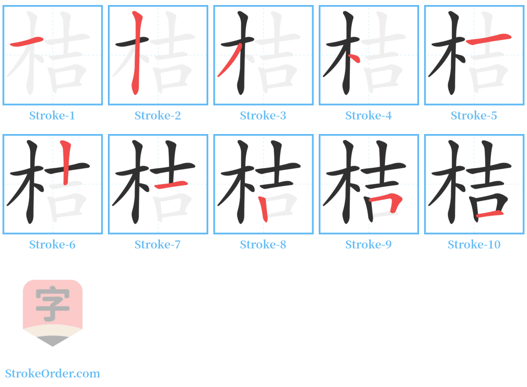 桔 Stroke Order Diagrams
