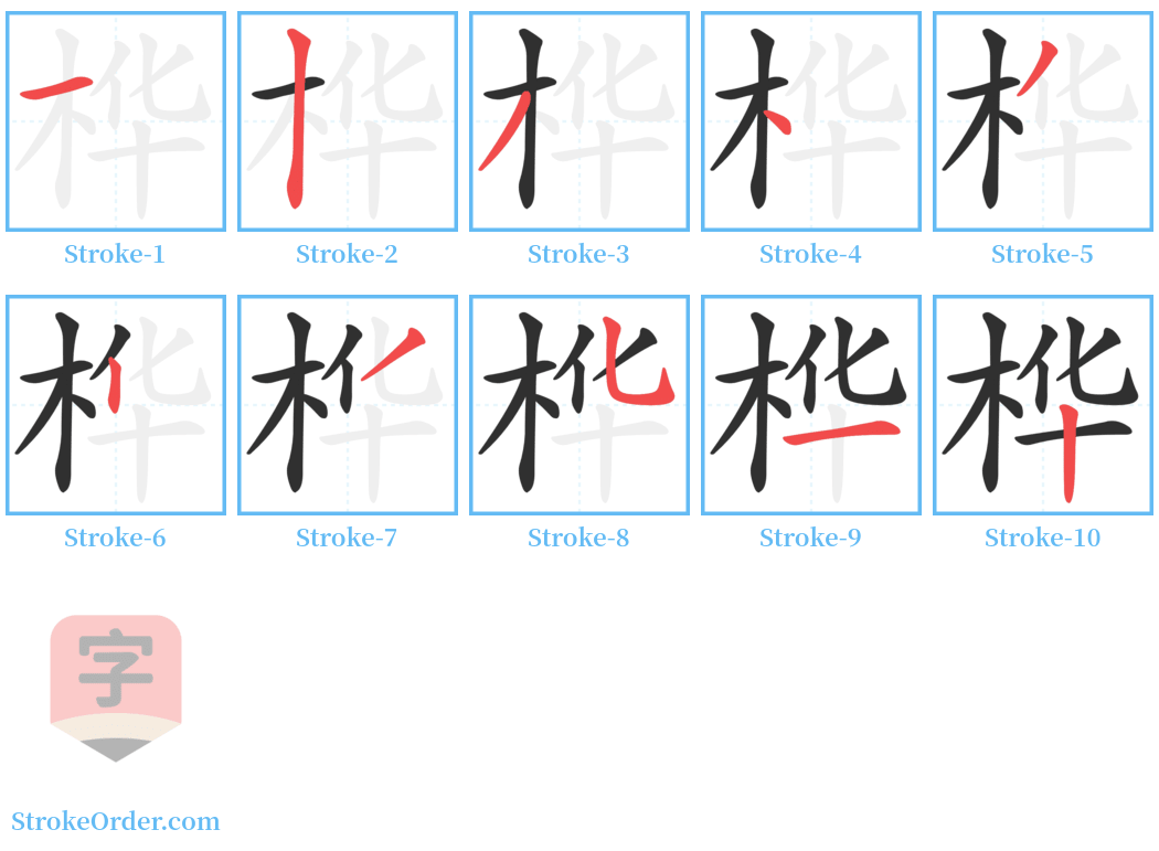 桦 Stroke Order Diagrams