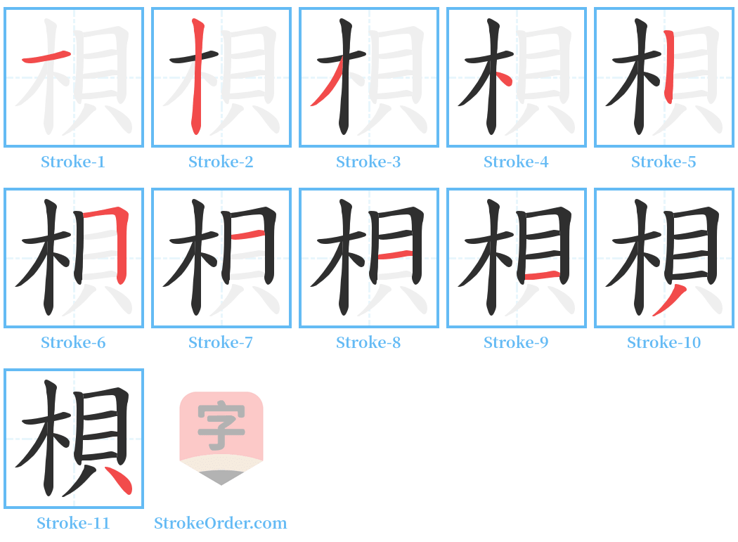 梖 Stroke Order Diagrams