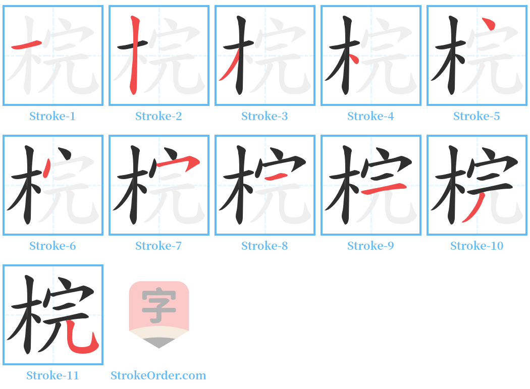 梡 Stroke Order Diagrams