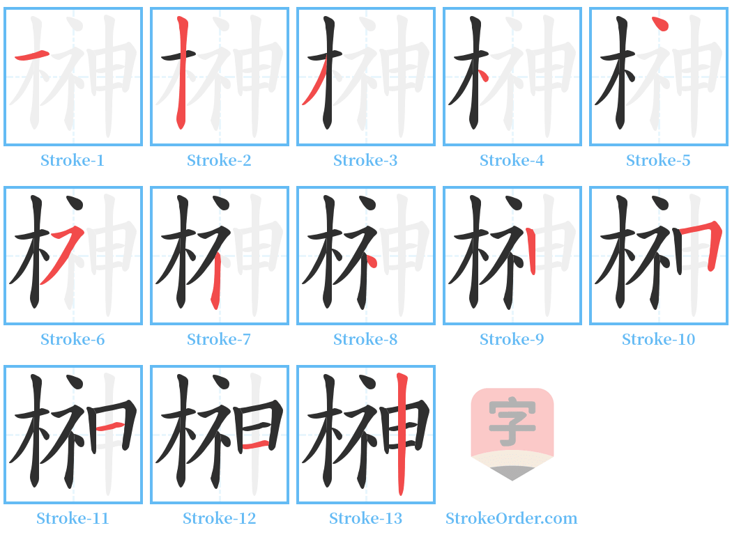 榊 Stroke Order Diagrams