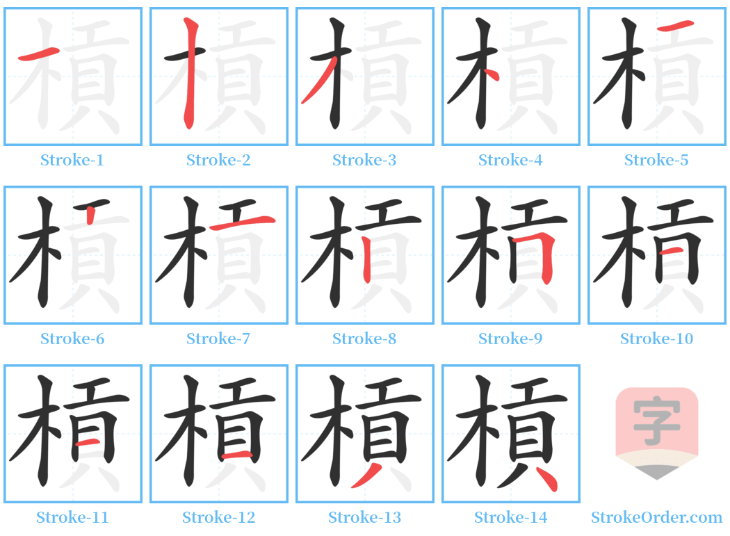 槓 Stroke Order Diagrams