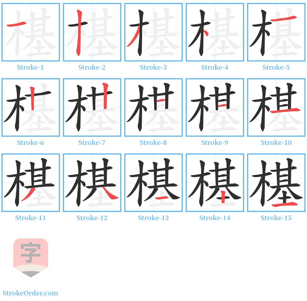 樭 Stroke Order Diagrams