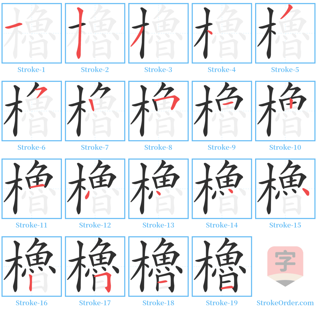 櫓 Stroke Order Diagrams