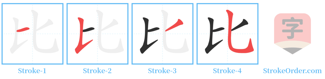 比 Stroke Order Diagrams