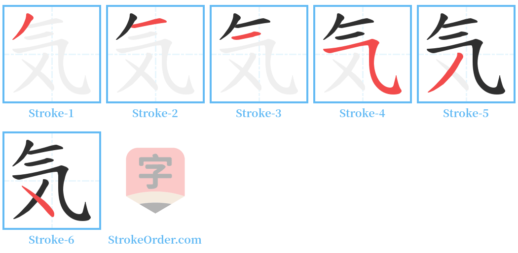 気 Stroke Order Diagrams