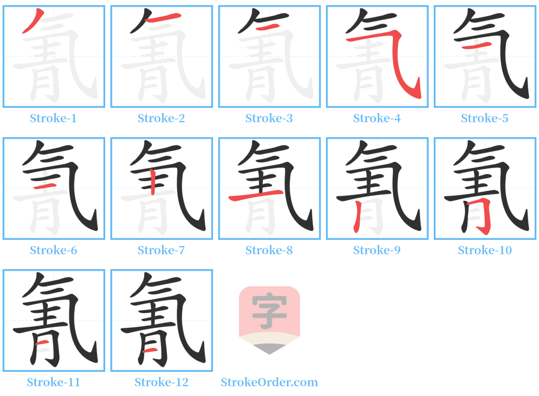 氰 Stroke Order Diagrams