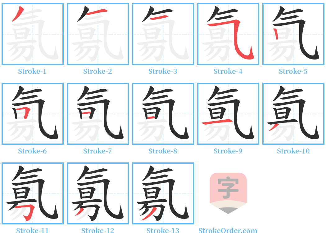 氱 Stroke Order Diagrams