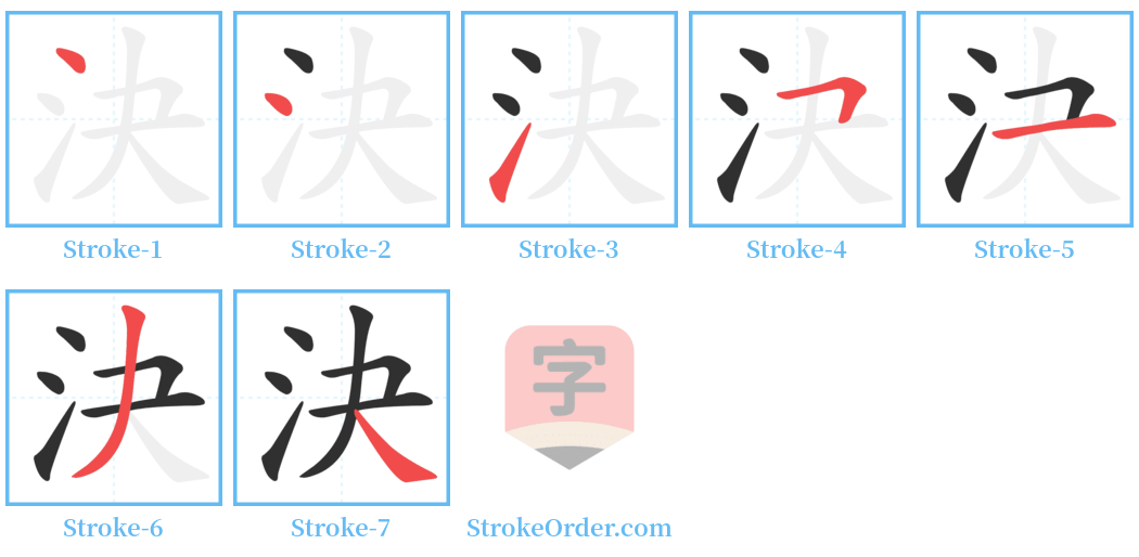 決 Stroke Order Diagrams