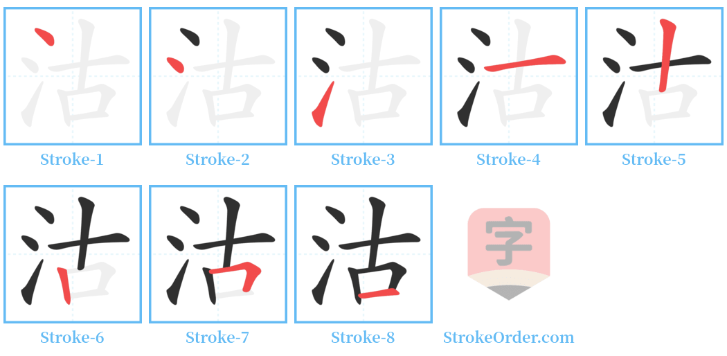 沽 Stroke Order Diagrams