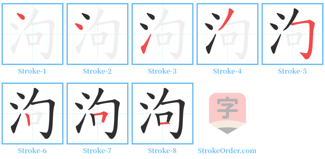 泃 Stroke Order Diagrams