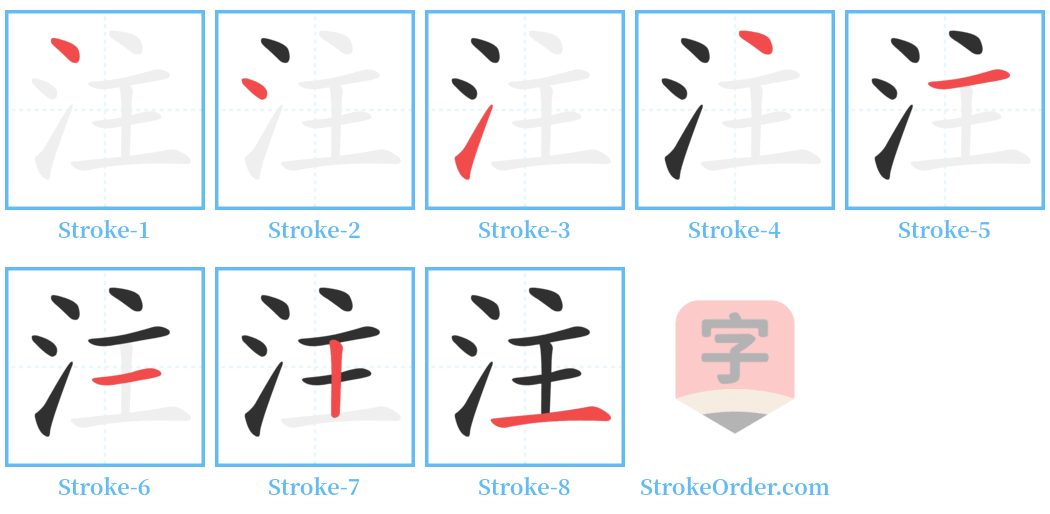 注 Stroke Order Diagrams