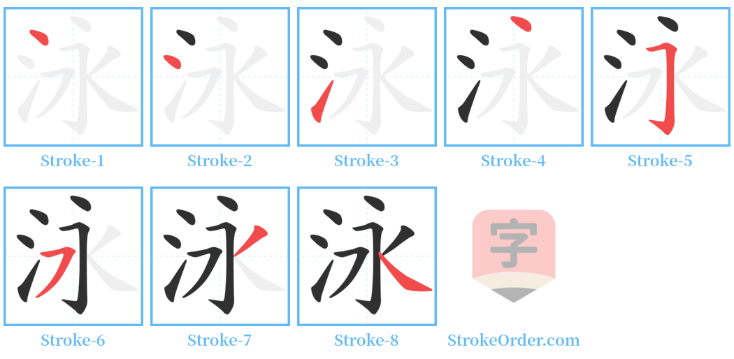 泳 Stroke Order Diagrams
