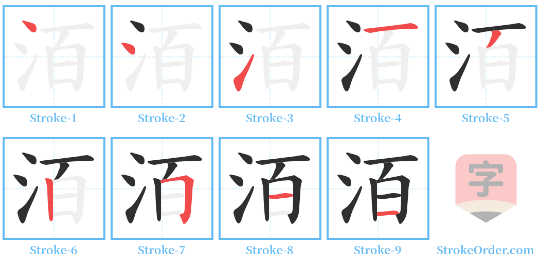 洦 Stroke Order Diagrams