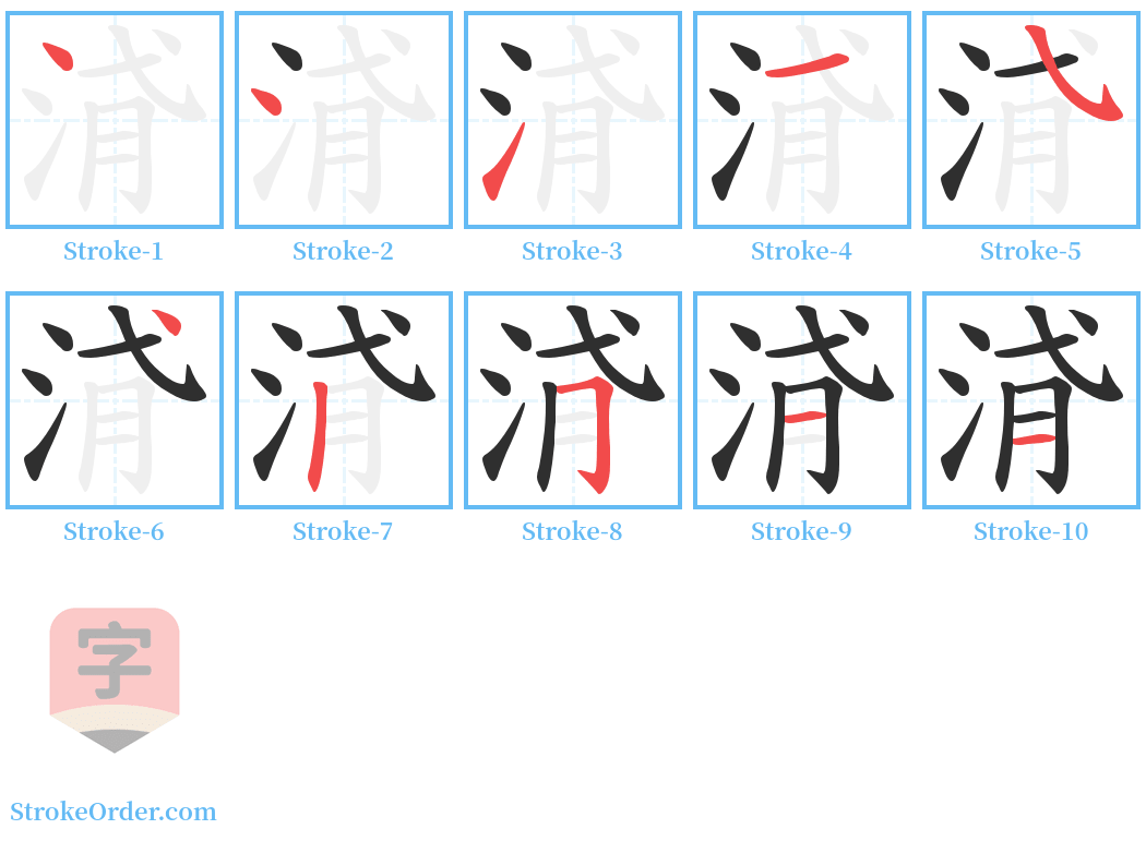 浳 Stroke Order Diagrams