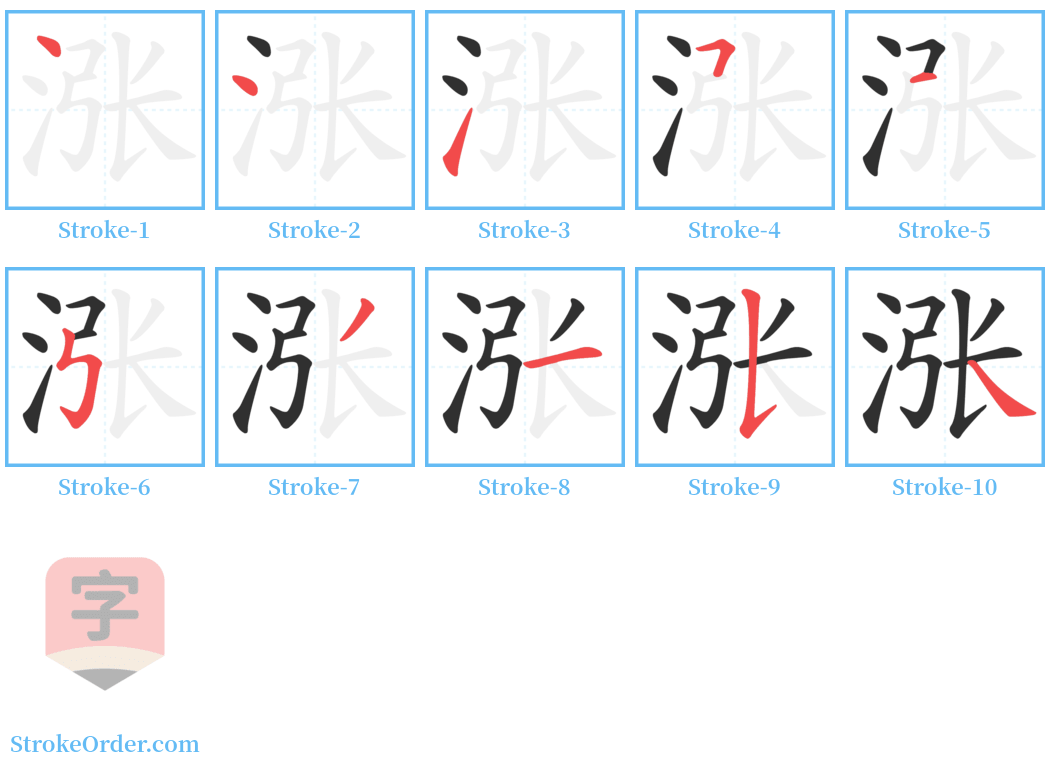 涨 Stroke Order Diagrams