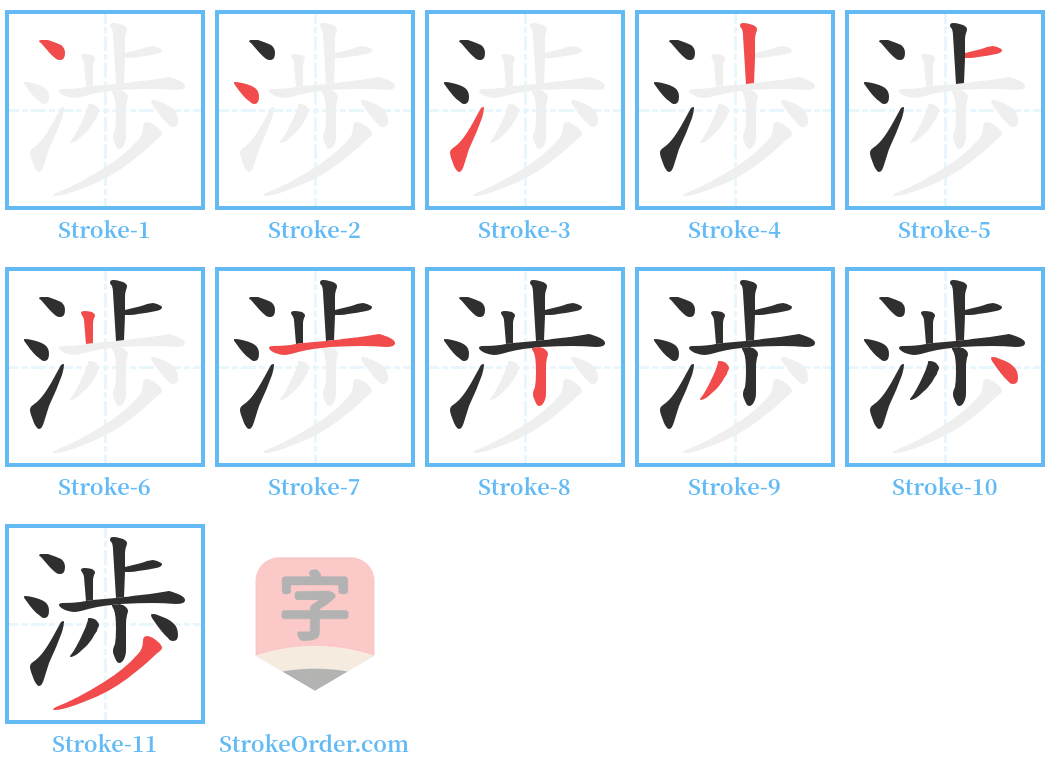 渉 Stroke Order Diagrams