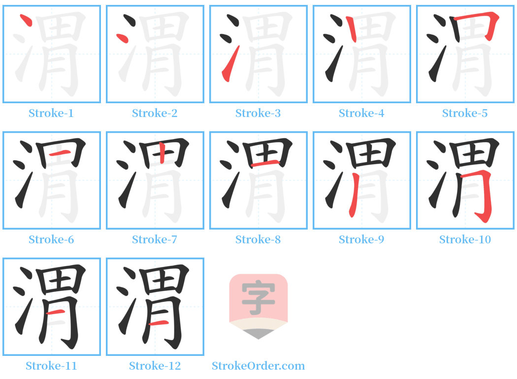 渭 Stroke Order Diagrams