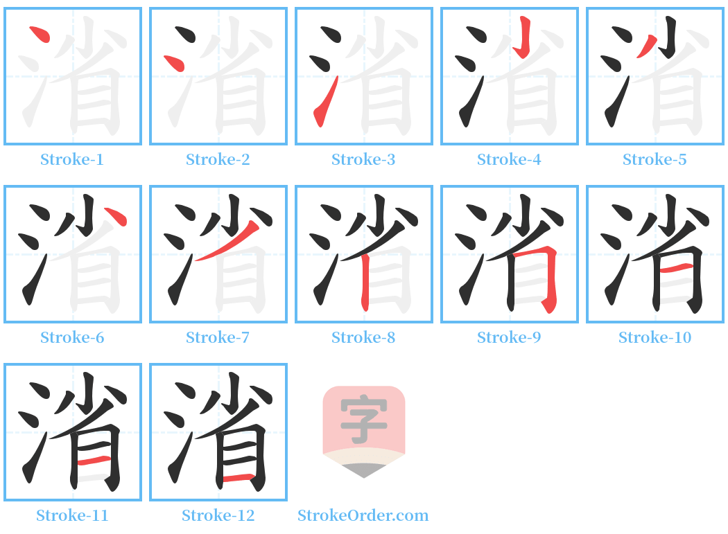 渻 Stroke Order Diagrams