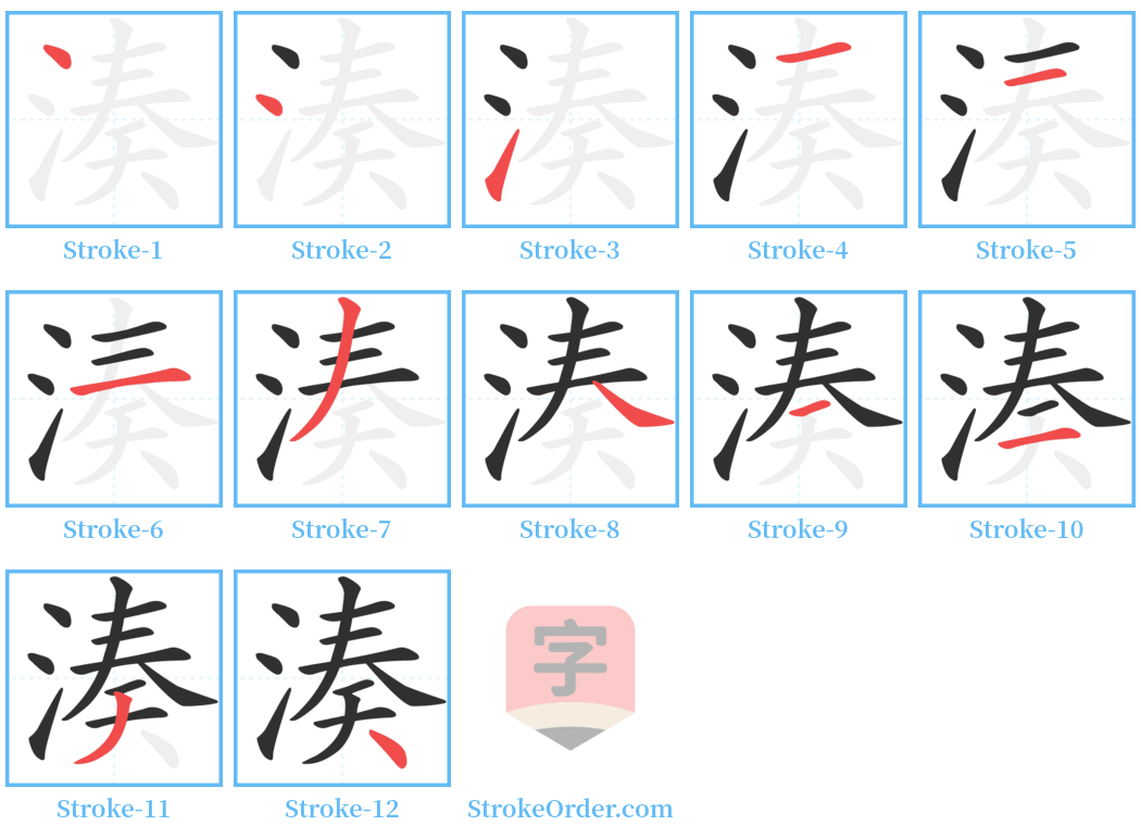 湊 Stroke Order Diagrams