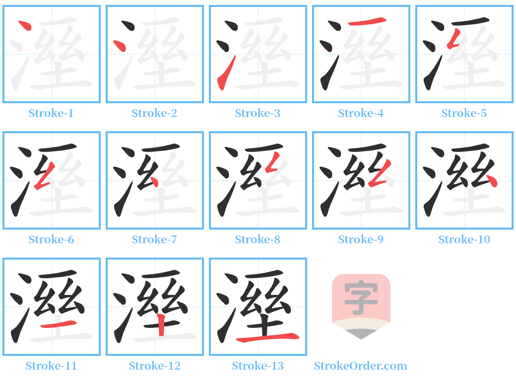 溼 Stroke Order Diagrams