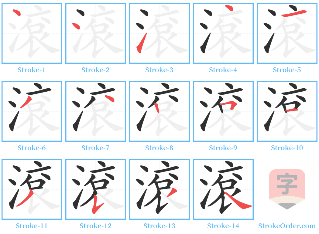 滾 Stroke Order Diagrams