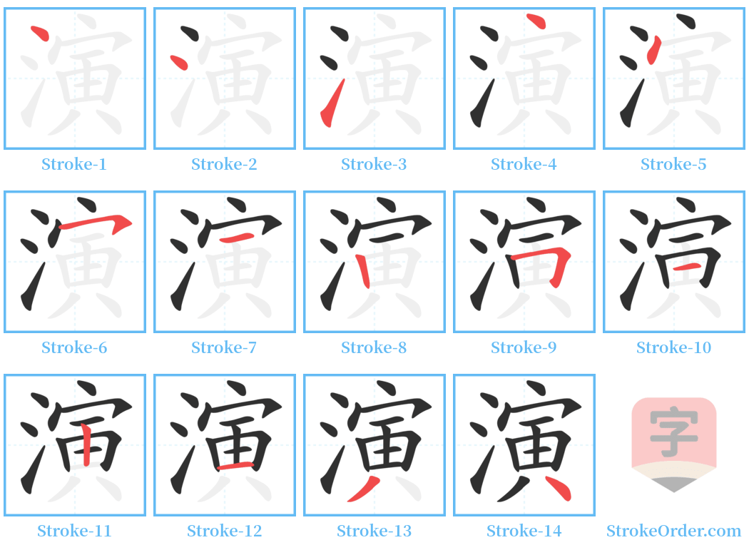 演 Stroke Order Diagrams