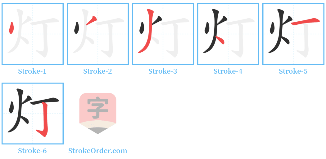 灯 Stroke Order Diagrams