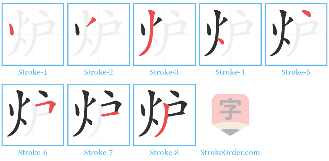 炉 Stroke Order Diagrams