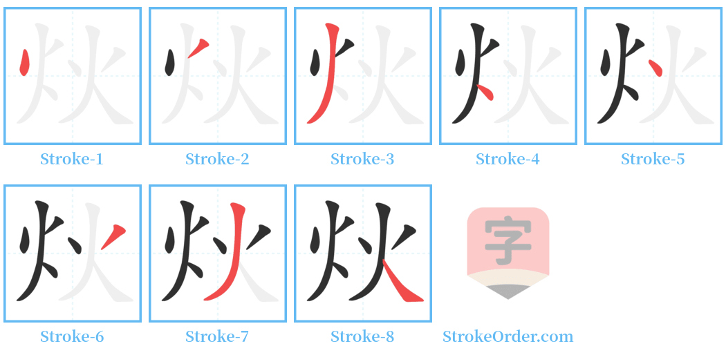 炏 Stroke Order Diagrams
