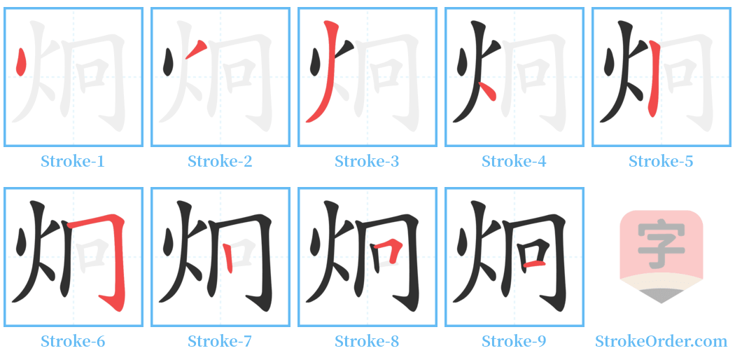 炯 Stroke Order Diagrams