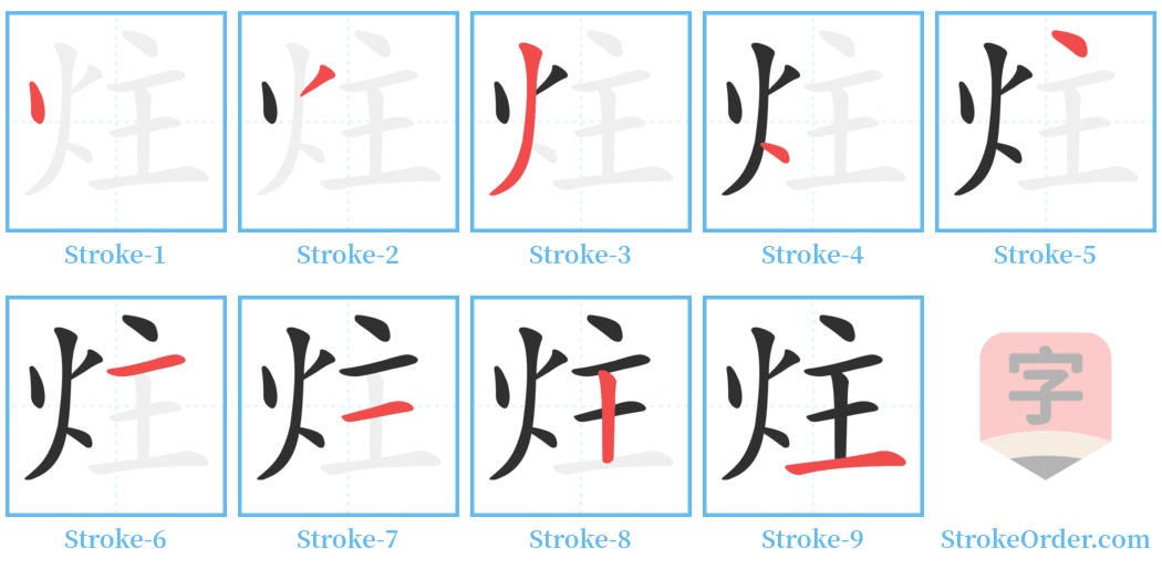 炷 Stroke Order Diagrams