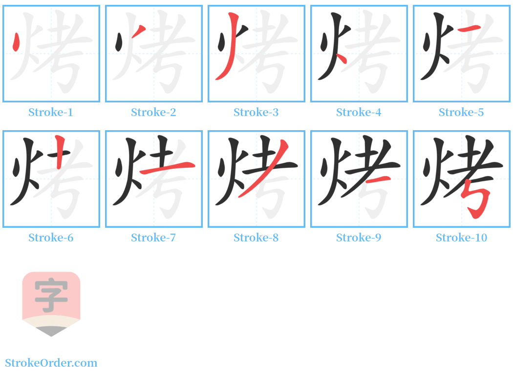 烤 Stroke Order Diagrams