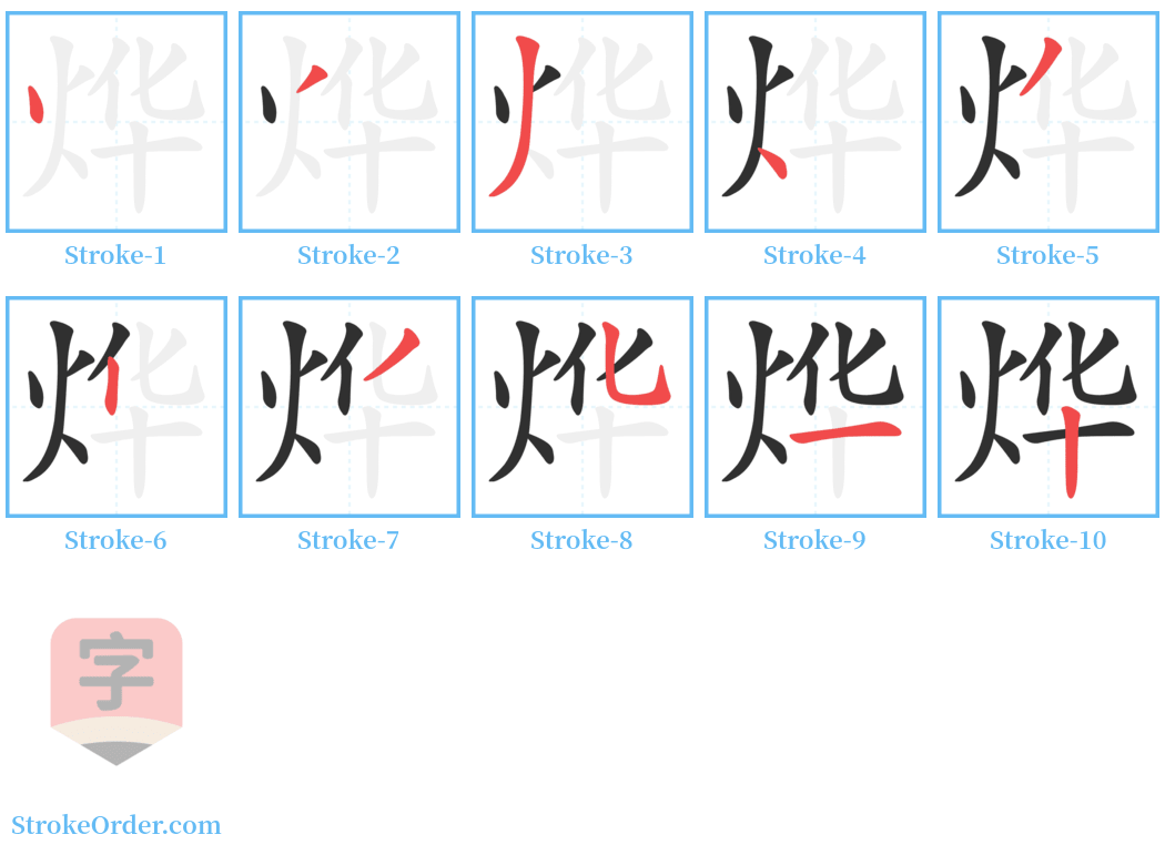 烨 Stroke Order Diagrams