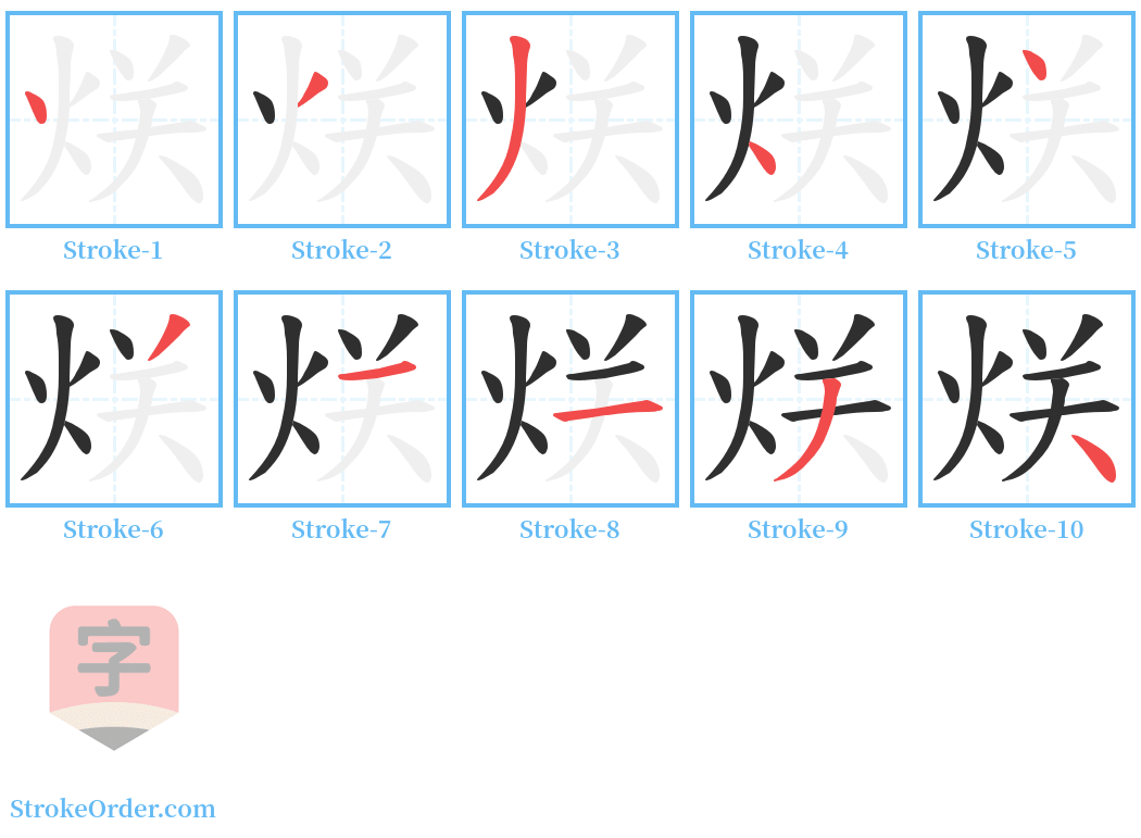 烪 Stroke Order Diagrams