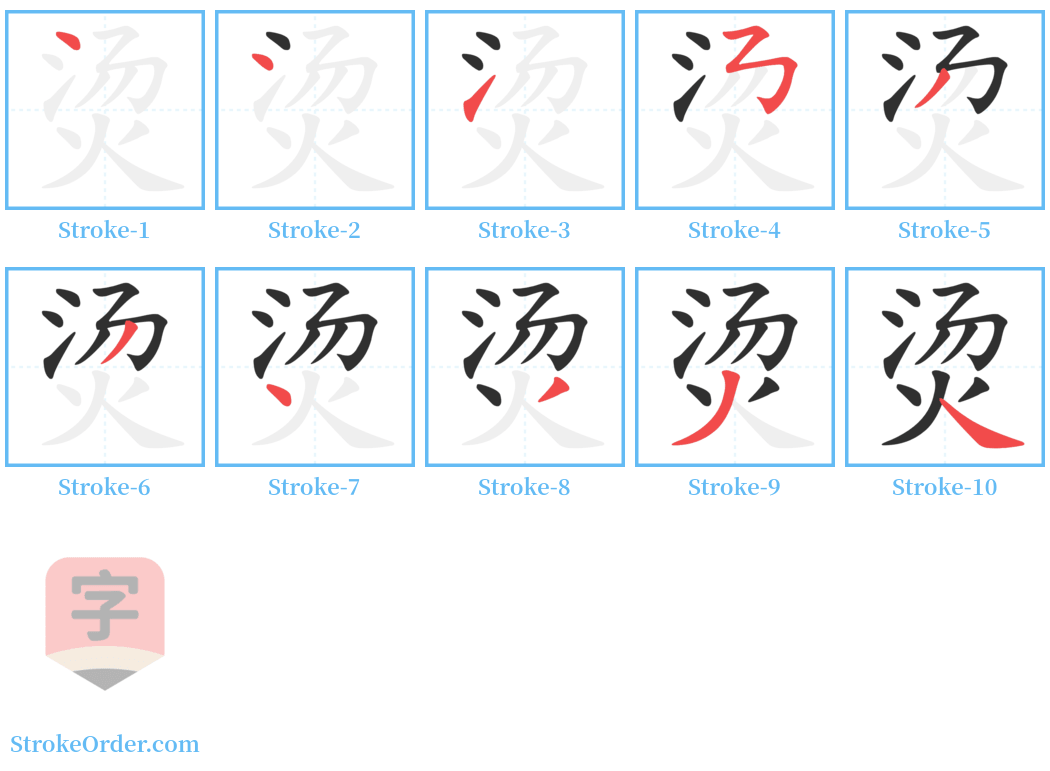 烫 Stroke Order Diagrams