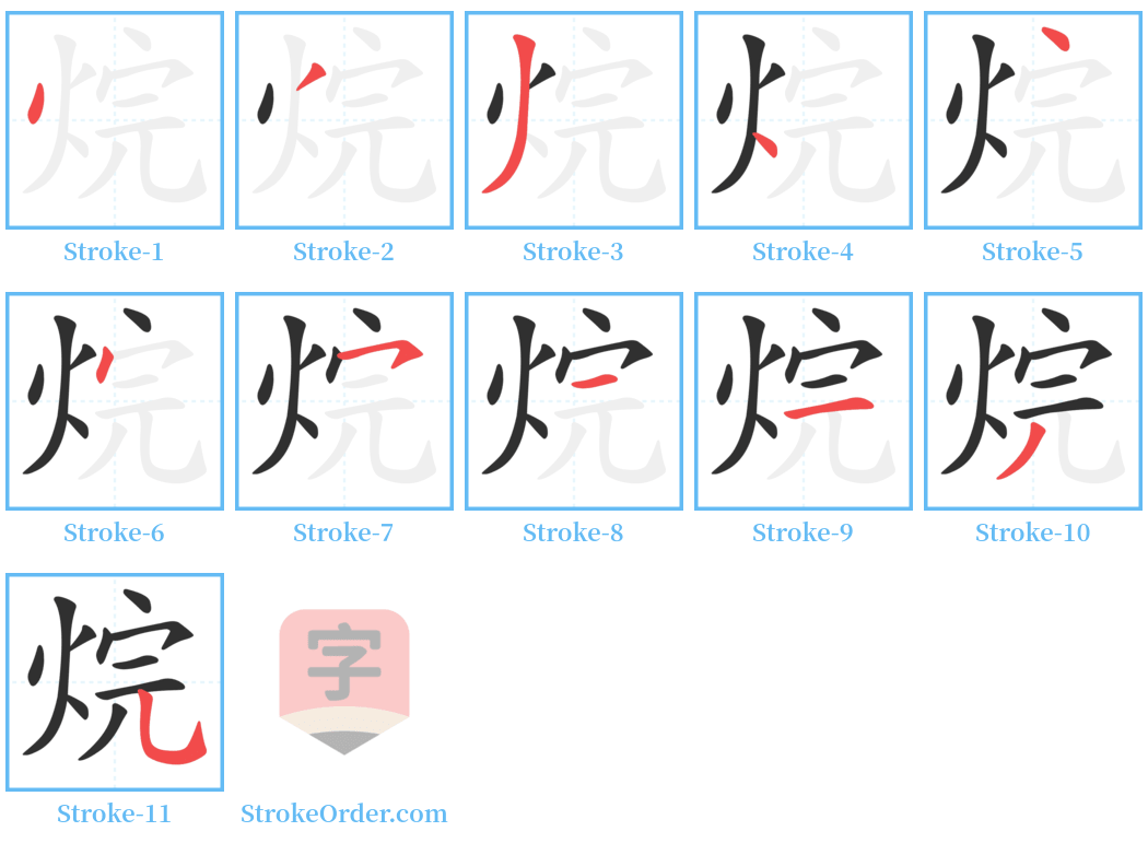 烷 Stroke Order Diagrams