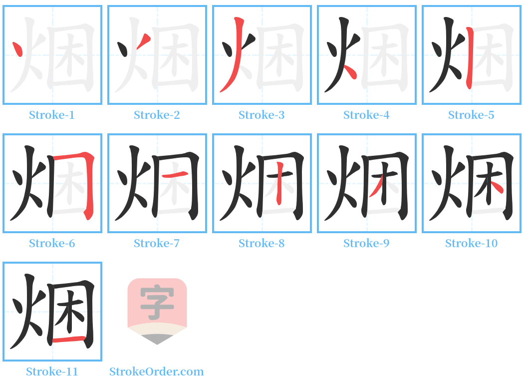 焑 Stroke Order Diagrams