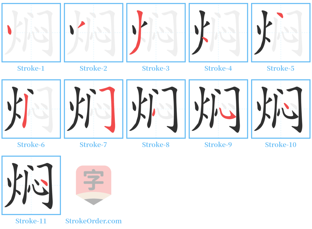 焖 Stroke Order Diagrams