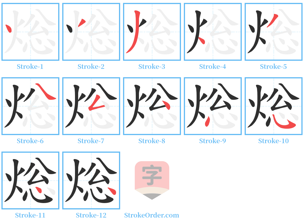 焧 Stroke Order Diagrams