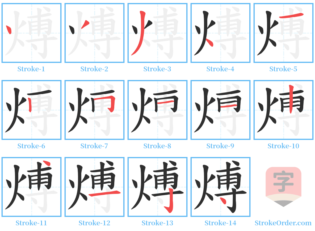 煿 Stroke Order Diagrams