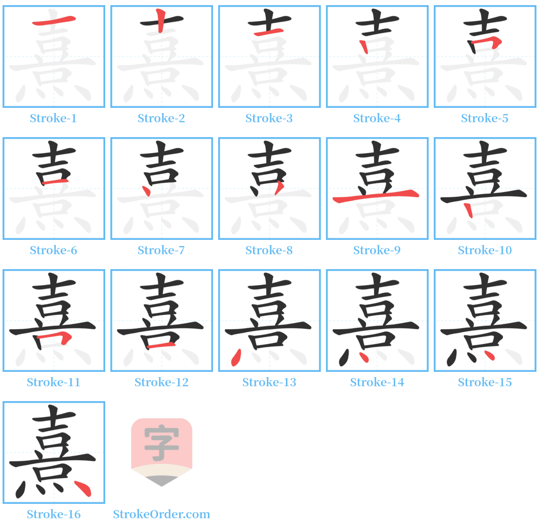 熹 Stroke Order Diagrams