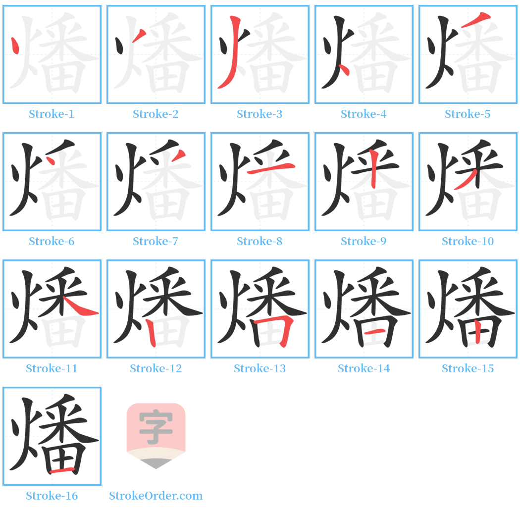 燔 Stroke Order Diagrams